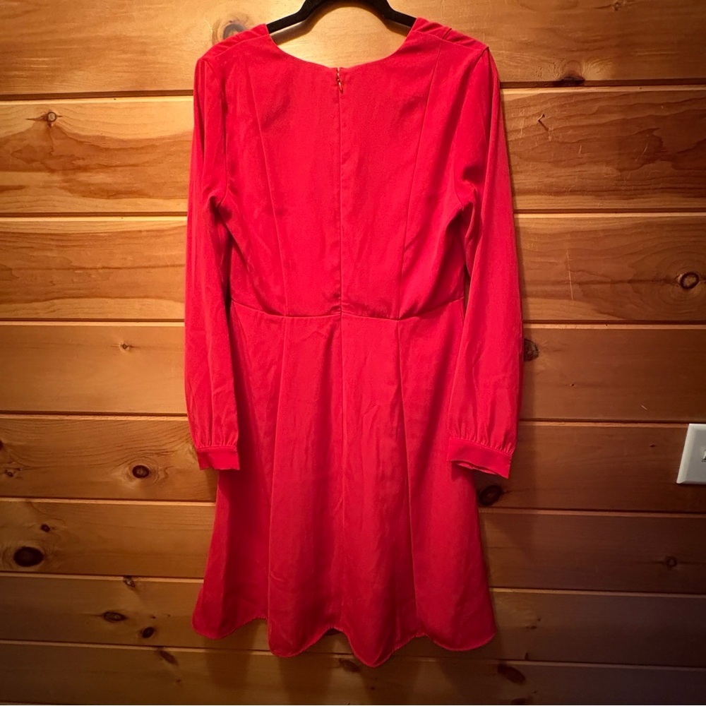 Ann Taylor Red Long Sleeve A-Line Dress NWT - Picture 7 of 9